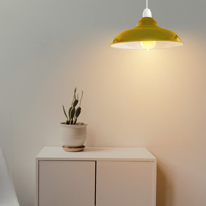 Eutropios 27cm H Metal Bowl Lamp Shade ( Screw On ), Yellow