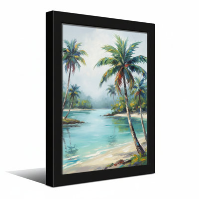 Plantes et fleurs, plage tropicale, palmiers, ciel d'eau