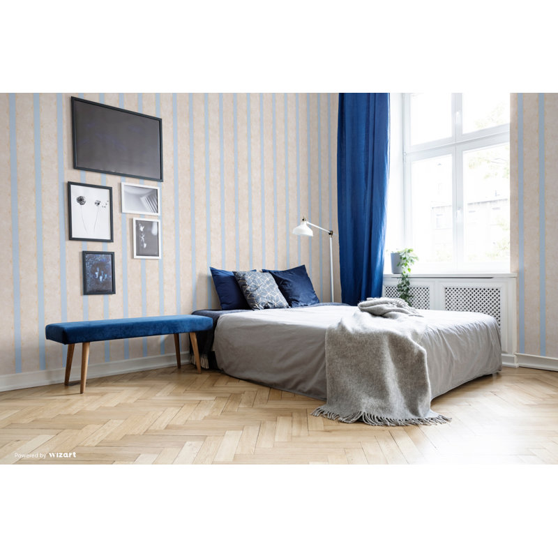 Dolphin Stripe 10m x 53cm Wallpaper Roll, Blue