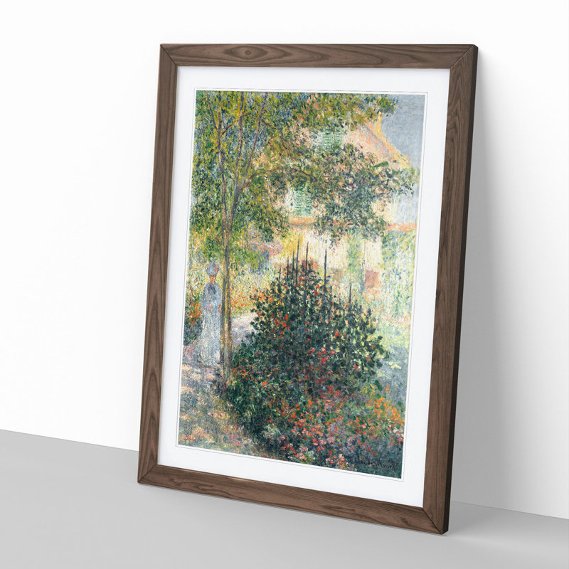 Camille in the Garden at Argenteuil by Claude Monet - Picture Frame Painting, Walnut Framed, 65cm H x 48cm W x 2cm D