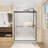 Aluminum Frame Double Sliding Shower Door, 1/4" (6mm) Clear Tempered Glass With Explosion-proof Film, Dual Stainless Steel Handles-121607567