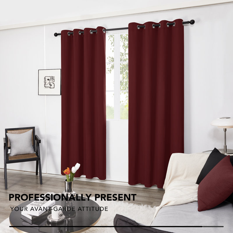100 Percent Blackout with Liner Grommet Curtain Panel (Set of 4), 52" W x 95" L, Orange