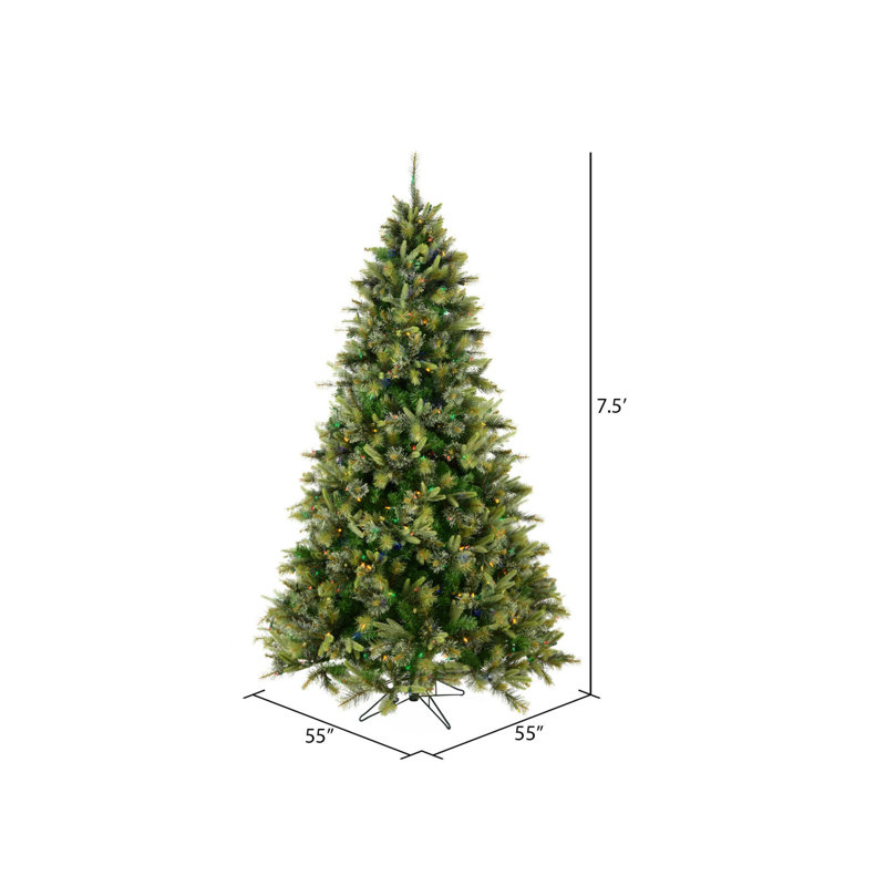 15' Cashmere Pine Christmas Tree with 3850 LED Lights with Stand, 5.5' H, Multi-colored LED