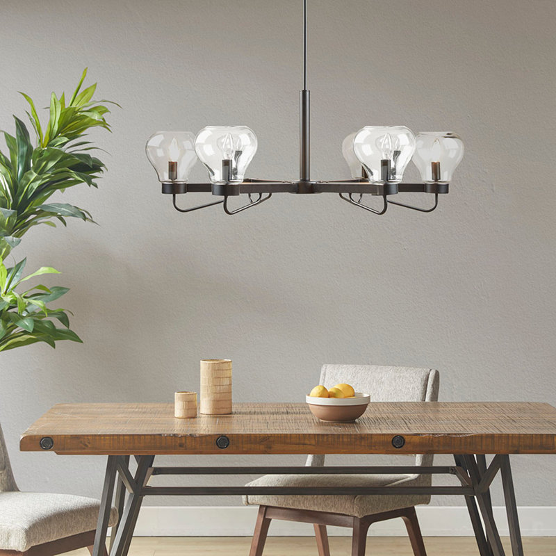 6-Light Chandelier with Bowl Shaped Glass Shades