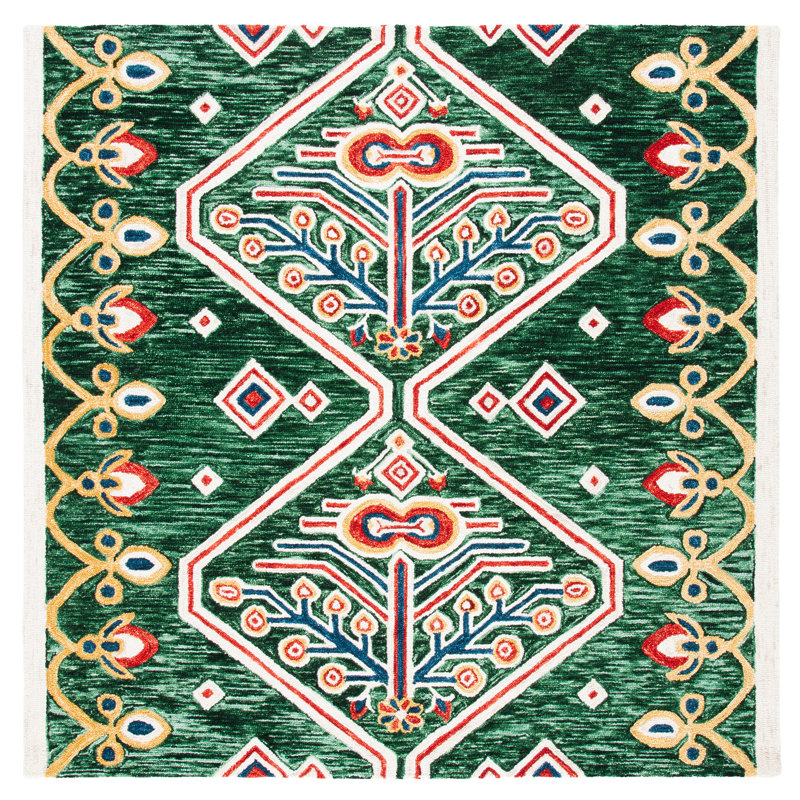 Wilstead Hand Tufted Wool Southwestern Rug, Square 7'