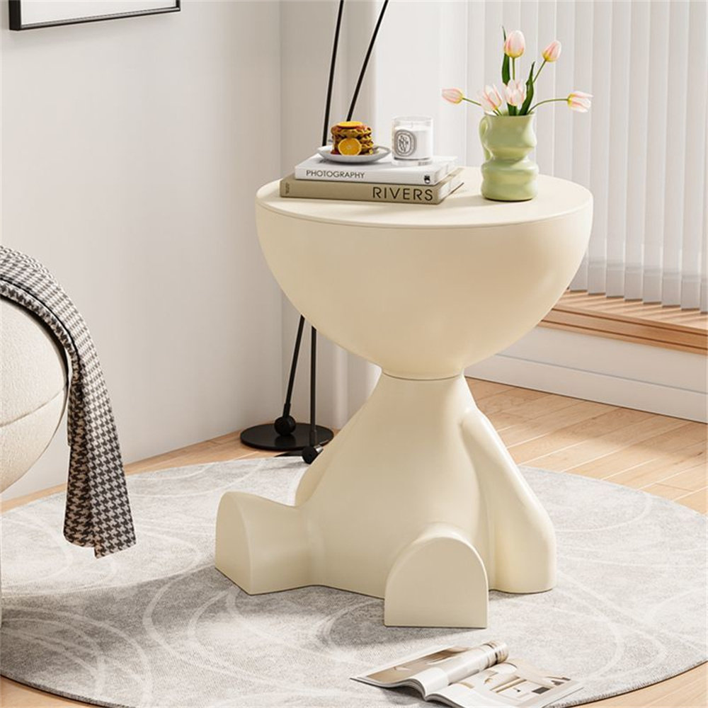 shinyswan Mini Modern Round Side Table, Bedside & Coffee End Table (Milky) - Wayfair Canada