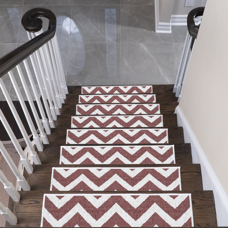 Tapis d'escalier intérieur antidérapant Eshaal, Rouge
