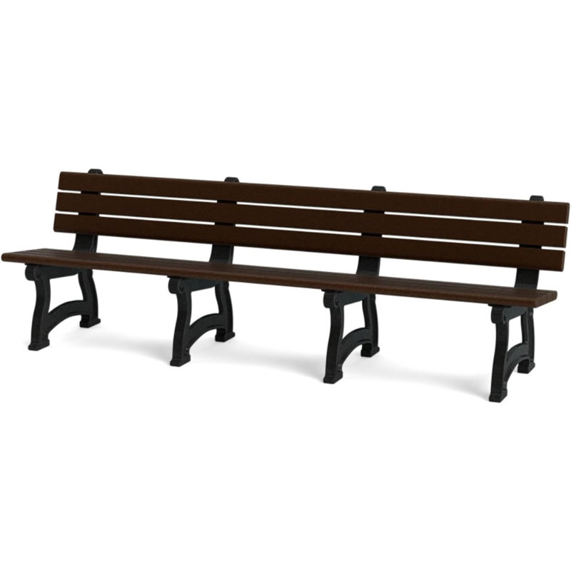  Banc de parc 8 pieds Aspen - Bois recyclé durable à 100% | Siège d'extérieur confortable et résistant aux intempéries pour les parcs, les jardins et les patios - brun