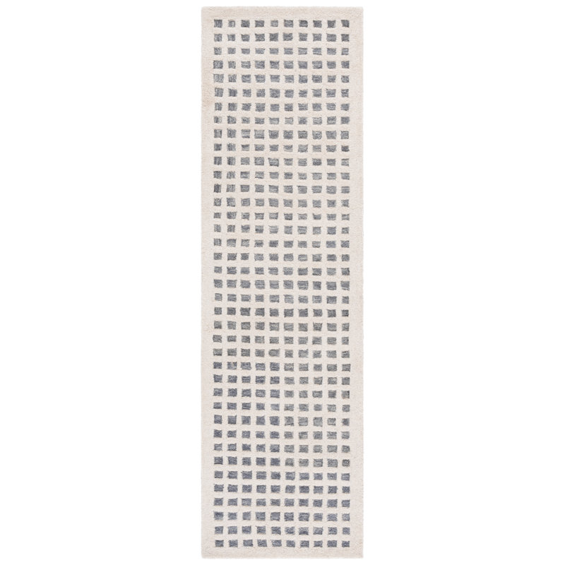 Geometric Hand Tufted Wool and Cotton Area Rug, Runner 2'3" x 8'