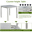 Table 5 pièces à hauteur de comptoir avec structure carrée et 4 chaises rembourrées en gris argenté