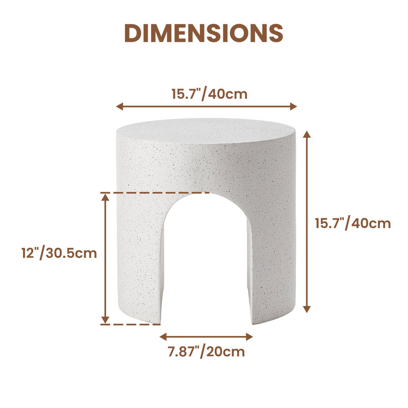 Table d'appoint Arch Cylinder Mgo, Blanc, 1