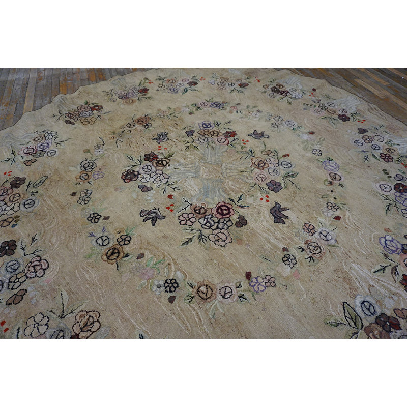 Tapis crocheté bouclé en coton antique ivoire beige blanc crème