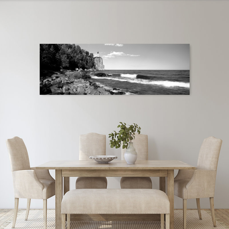 Lighthouse on a cliff Split Rock Lighthouse Lake Superior Minnesota USA 1 Piece Wrapped Canvas Panoramic Wall Art