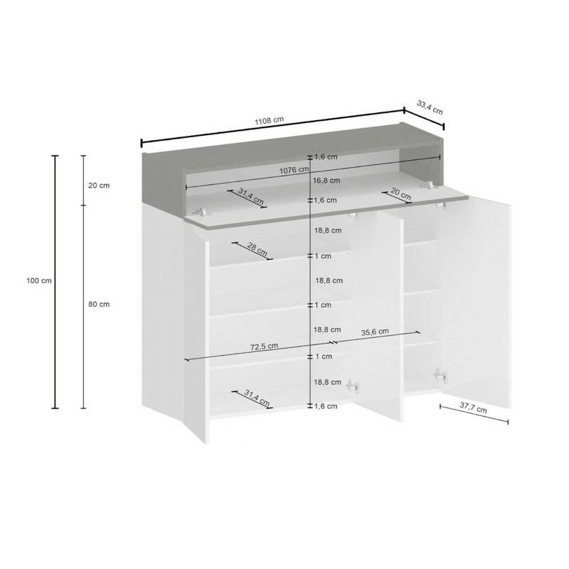 15 Pair Shoe Storage Cabinet, Black