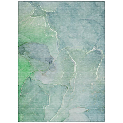 Tapis extérieur lavable antidérapant abstrait bleu sarcelle 5 pi x 8 pi
