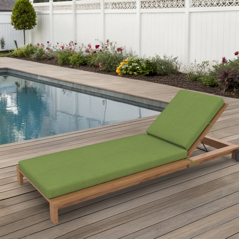 Amala Sunbrella® Outdoor Chaise Lounge Cushion, 23" x 29"/25" x 47" , Spectrum Cilantro Sunbrella® Plainweave