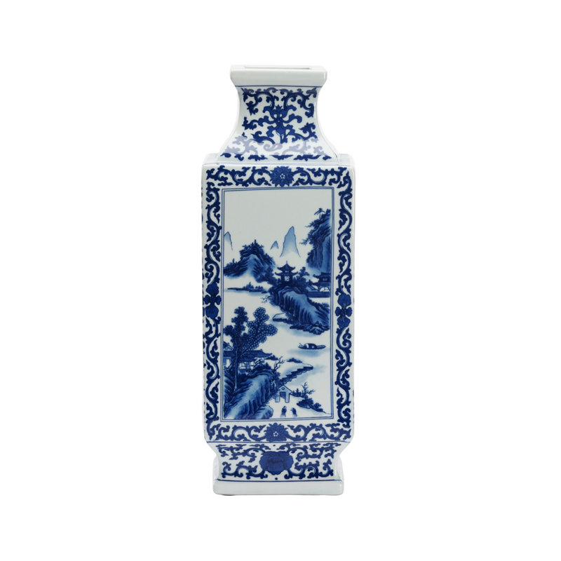 Dynasty Blue And White Landscape Vase