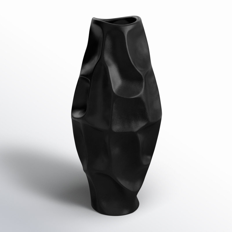 Antwerp Handmade Stoneware Table Vase, 17" H x 8" W x 8" D, Black