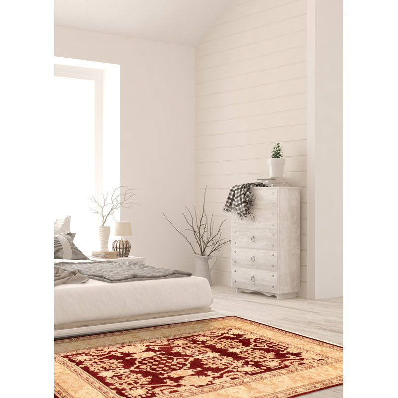 Laine nouée à la main orientale rouge/brun/jaune Tapis décoratif