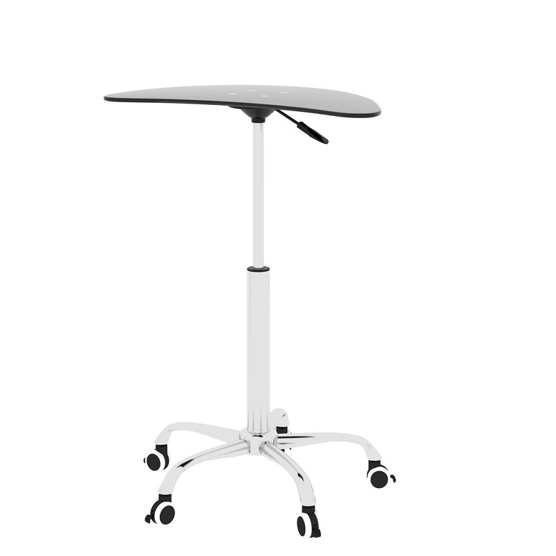 Bureau réglable en verre trempé noir avec options de mobilité et de rotation verrouillables à 360 °