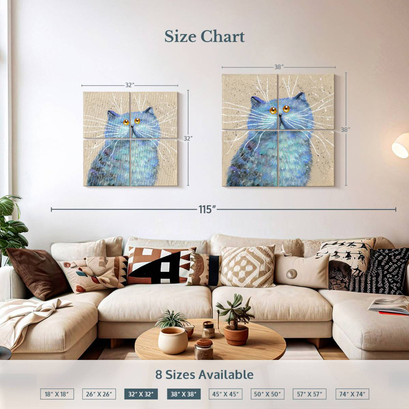 Brampt Blue Kitty, 32" H x 32" W