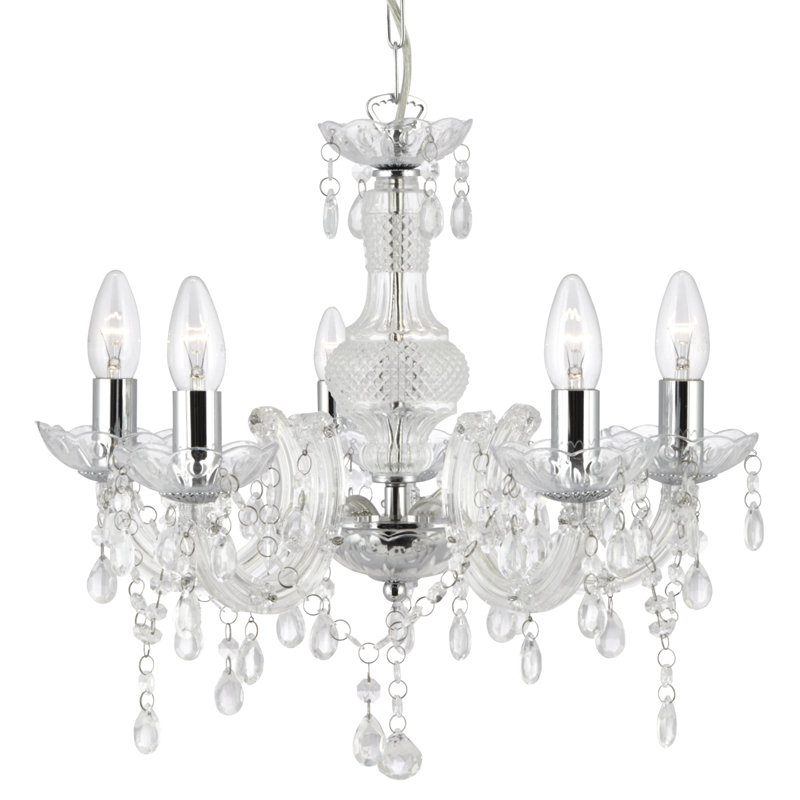 Lustre style chandelier 5 lumières Kelly, Transparent