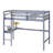 Grey Twin Loft Bed With Desk Safety Guardrail Rubber Wood-889136831