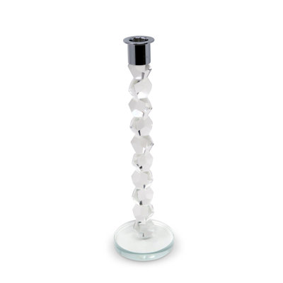 Crystal Dimensional Candlestick with Tip Tall
