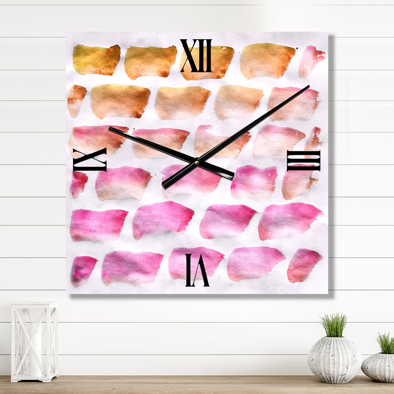 Horloge murale moderne rose et jaune foncé, Très grand