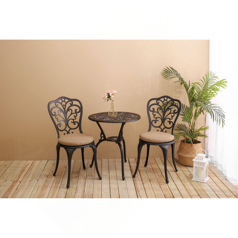 Best Seller Products 3-Piece Outdoor Rust-Resistant Cast Aluminum Patio Bistro Set With Cushion