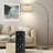 Asem 78.7'' Black Arched/Arc Floor Lamp with Remote Control, LED Bulb Included, and Big Drum Shade-845758606