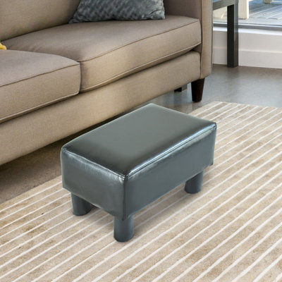 Nella 40cm Wide Faux Leather Rectangle Solid Colour Footstool Ottoman