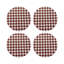 Houndstooth Black White Vegan Leather Round Coasters-606181839