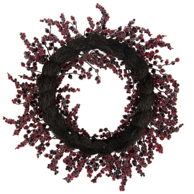 28" Winter Icy Red & Burgundy Berry Wreath.