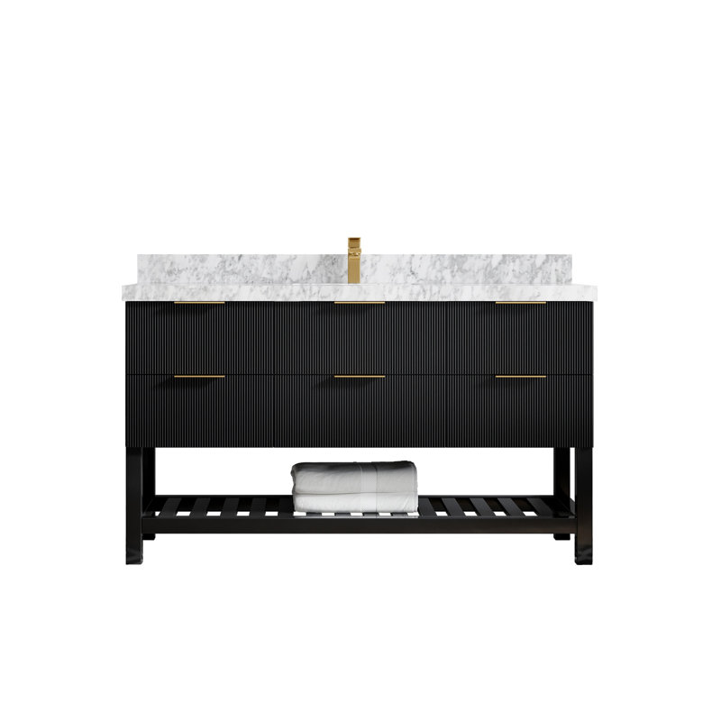 Charmarie 60'' Single Bathroom Vanity with Marble Top