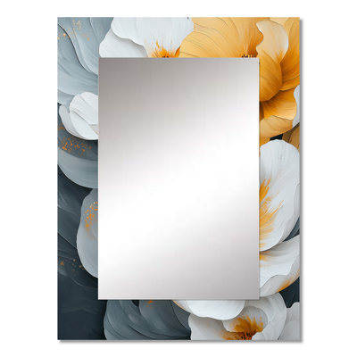 Petals Of Velvet Wildflowers Yellow IV - Wildflowers Mirror, Traditional Unique Wall Mirror, Printed Metal Art