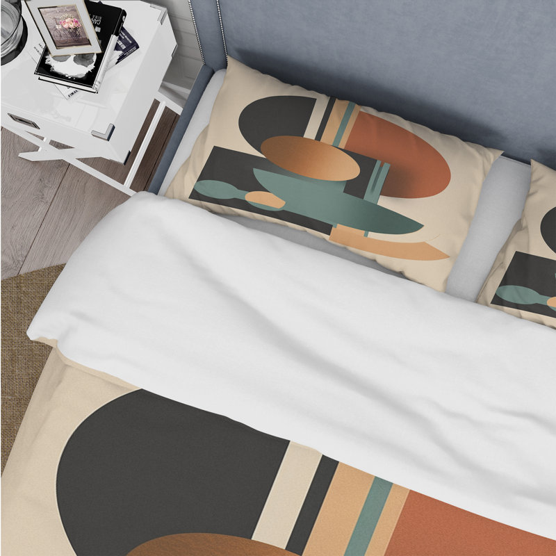 Ensemble de housse de couette minimaliste crème crème - Minimalisme abstrait