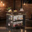 Meuble-bar de coin, table de bar avec porte-verres et tablettes de rangement-544654905