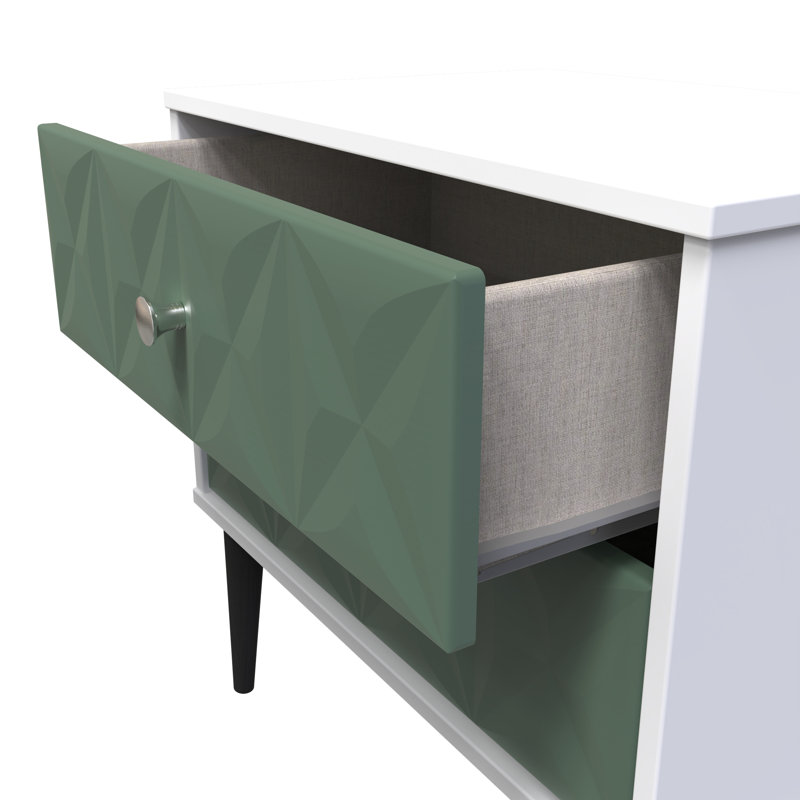 Carnlea 58 cm W Bedside Table, Labrador Green/White