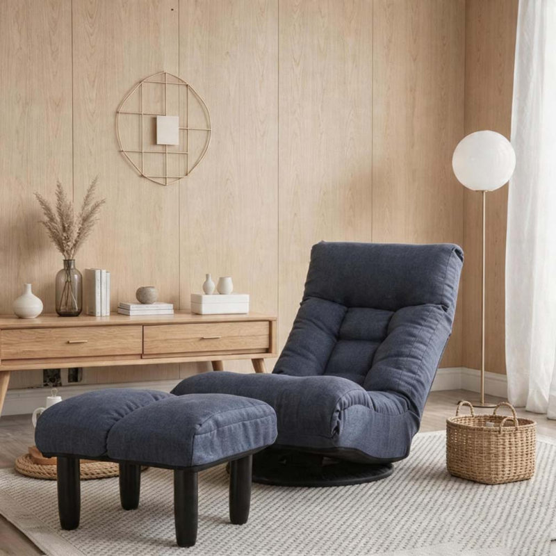 Fauteuil inclinable simple, H 35,8 po x l 22,8 po x P 65 po, Tissu bleu marine / noir