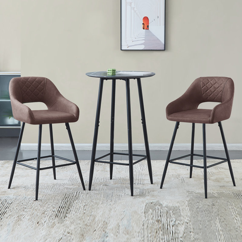 Cowles 67cm Faux Leather Arm Bar Stool, Brown