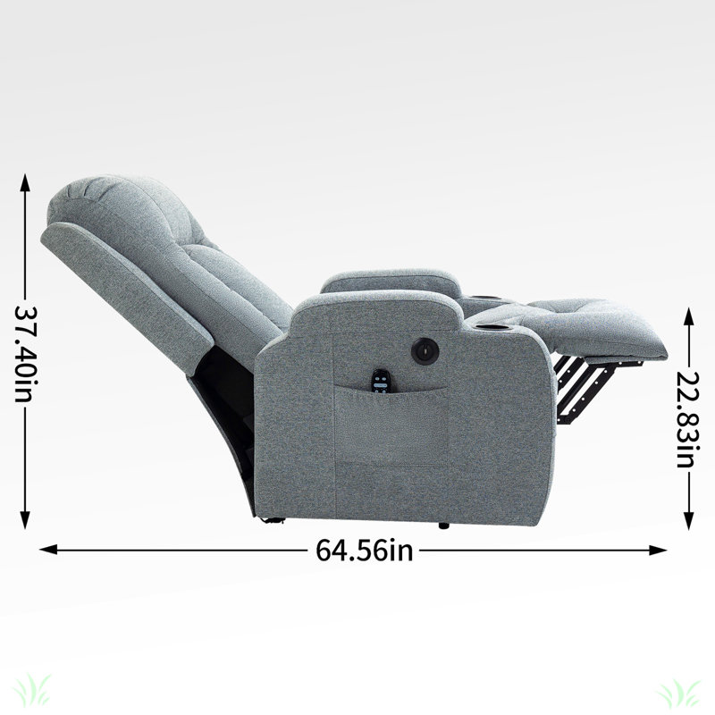 Infinite Position Single Motor Up To 350 LBS Power Lift Recliner Chair For Elderly, Heavy Duty Motion Mechanism With 8-Point Vibration Massage And Lumbar Heating, USB Charging Port, Cup Holders
