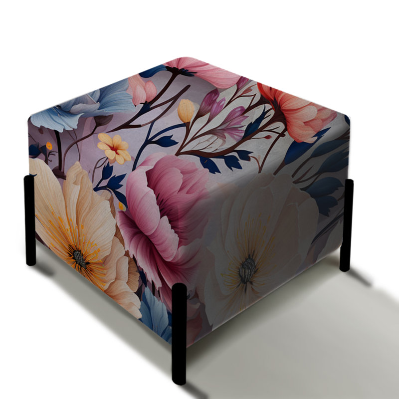 Motif floral multicolore aquarelle au pays des merveilles - repose-pieds carré floral