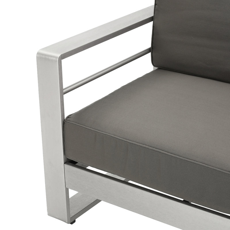 Khaki Aluminum Patio - 23.87In Arm Height Water- Cushion Color 26.75In D Seat Assembly Needed