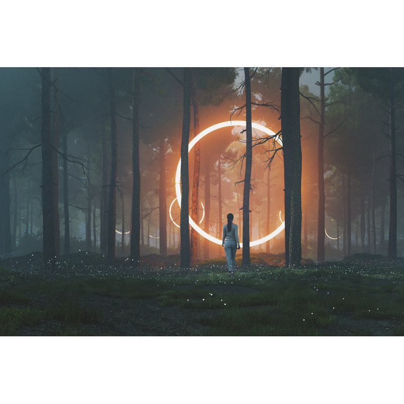 Woman in Forest 1 Piece Wrapped Canvas Wall Art, 61cm H x 91cm W x 3.8cm D