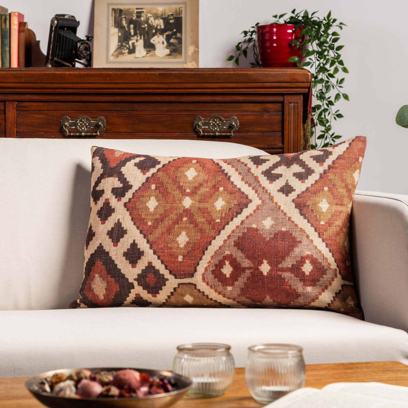 Geometric Red Cushion, Cover only, 58x38cm