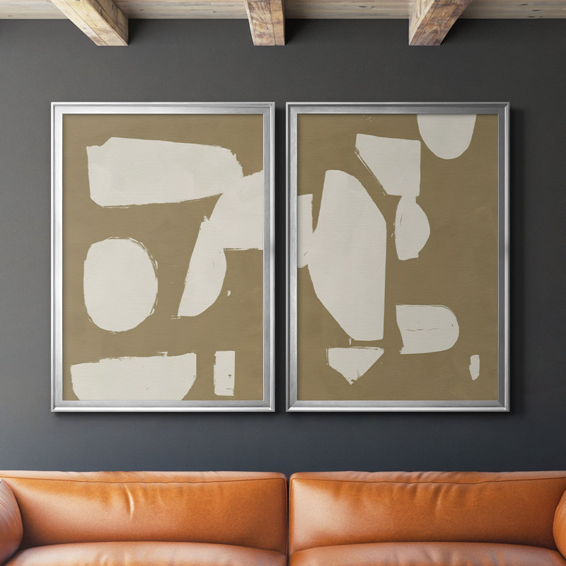 Chunky Abstract I, toile encadrée de qualité supérieure - prête à être accrochée, H 36,5 po x l 53 po, Argent