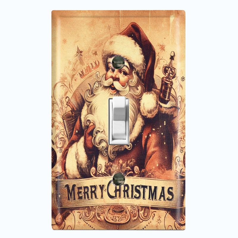 Plaque murale standard Merry Christmas Santa Claus Biege