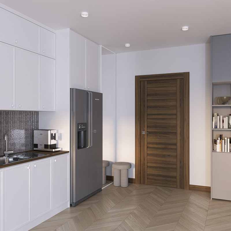Dalle de porte intérieure en bois manufacturé massif Louver, Pacane, 35,875 po x 83,23 po