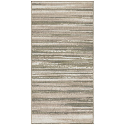Abstract Machine Woven Area Rug in Green/Ivory